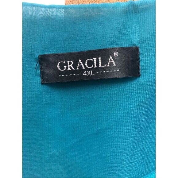Gracila Women’s Blue Peacock Feather Design Long Tank SunDress Size 4X - Picture 5 of 8